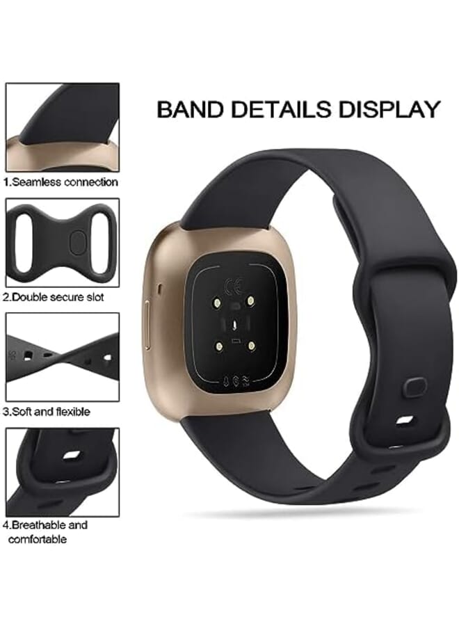 Excefore 3 Pack Sport Bands Compatible Strap Compatible Soft Silicone Replacement Strap For Fitbit Versa 3 Fitbit Sense Smart Watch Women Men - Image 3