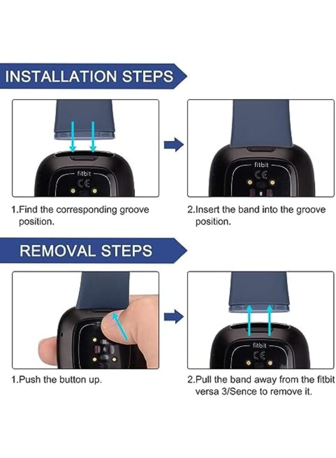 Excefore 3 Pack Sport Bands Compatible Strap Compatible Soft Silicone Replacement Strap For Fitbit Versa 3 Fitbit Sense Smart Watch Women Men - Image 2