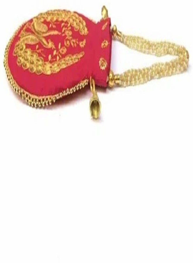IGH Wholesale Lot | Handmade Embroidered Clutch Purse Potli Bag Drawstring Pouch Bag Peacock Embroidered Potli for Wedding Favor, Pack of 20 - Image 4