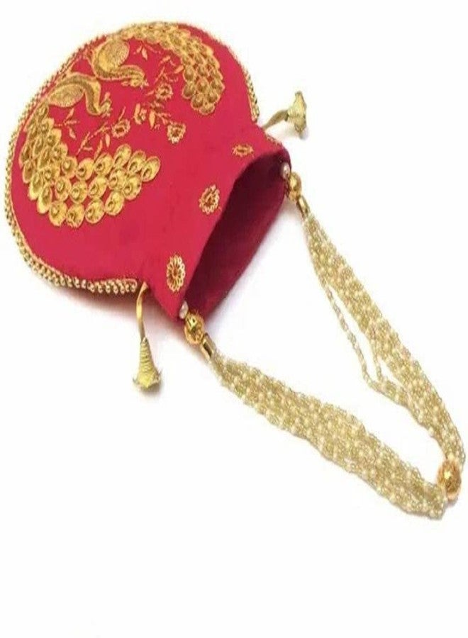IGH Wholesale Lot | Handmade Embroidered Clutch Purse Potli Bag Drawstring Pouch Bag Peacock Embroidered Potli for Wedding Favor, Pack of 20 - Image 5
