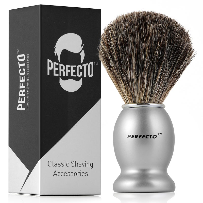 Perfecto 100% Original Pure Badger Shaving Brush, Engineered for The Best Gift For Him. All Methods, Safety Razor, Double Edge Razor, Straight Razor, Shaving Razor, Gift for Men - Image 1