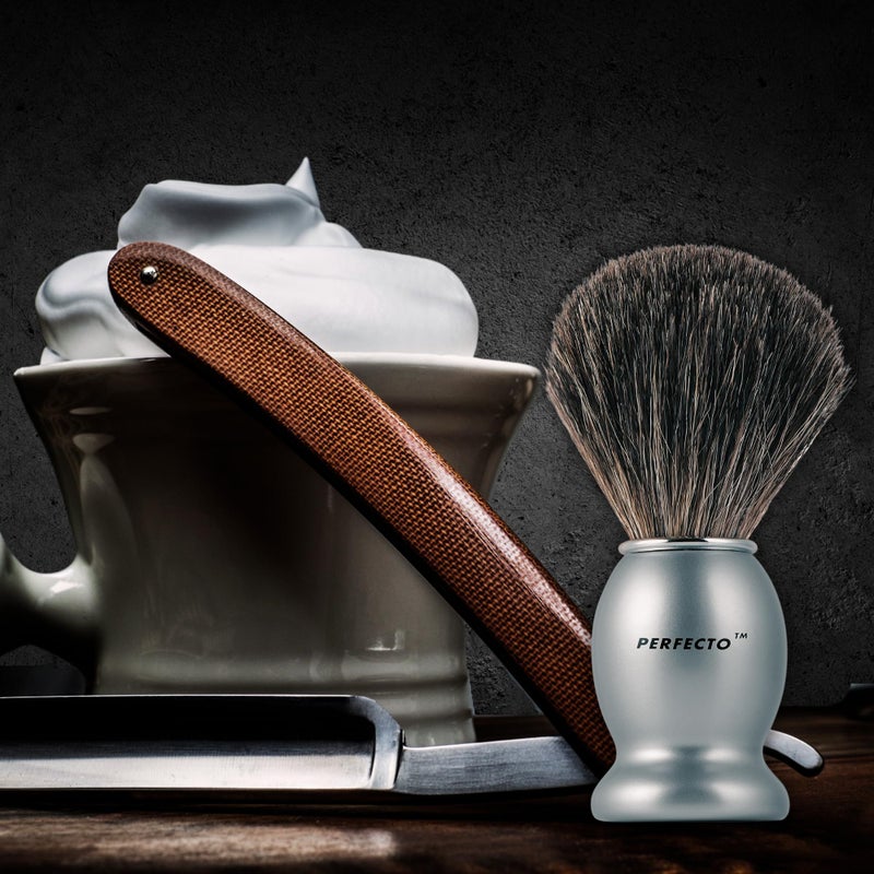 Perfecto 100% Original Pure Badger Shaving Brush, Engineered for The Best Gift For Him. All Methods, Safety Razor, Double Edge Razor, Straight Razor, Shaving Razor, Gift for Men - Image 4