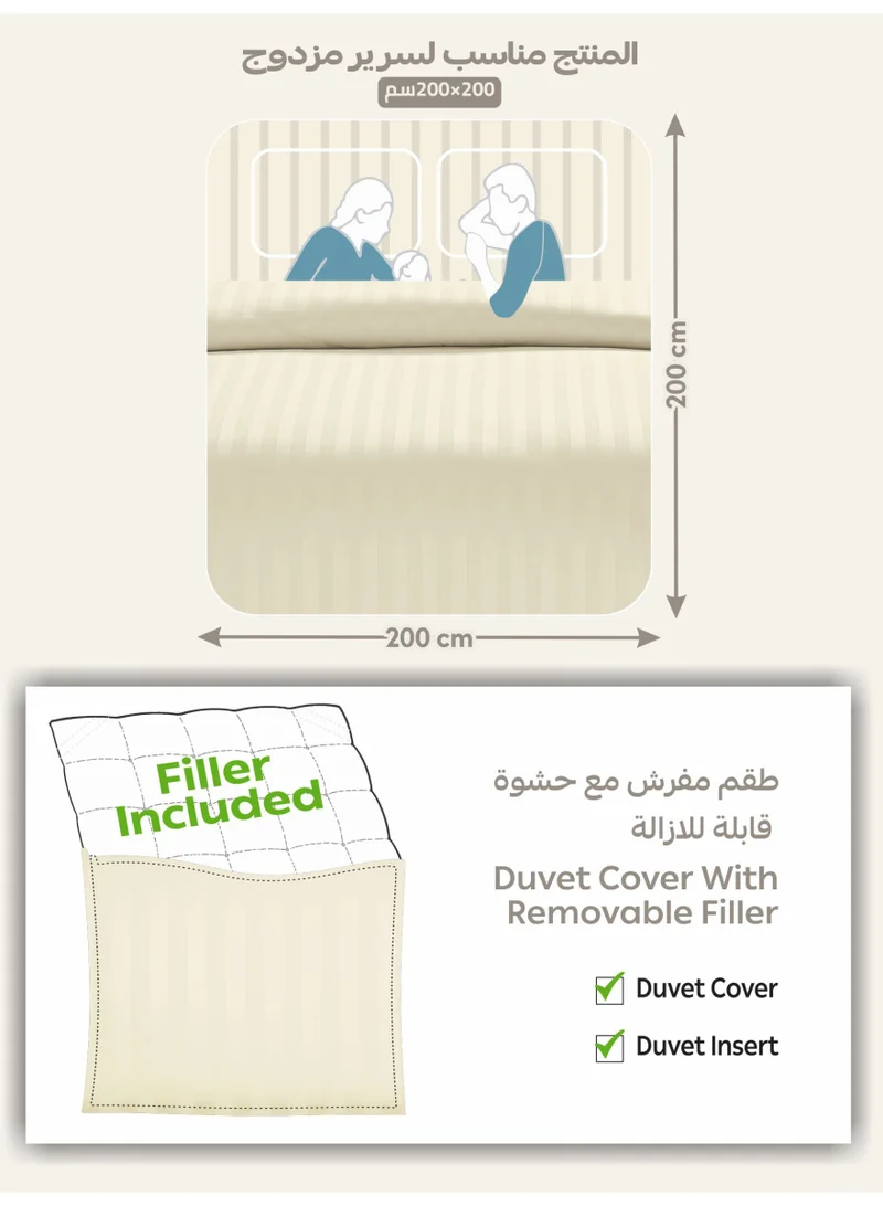Donetella Striped Comforter Set, King Size Fits 200x200 cm, 8-Piece Hotel Bedding with 350 GSM Filling – Comforter, Comforter Cover, Fitted Sheet, Pillowcases &amp; Cushion Cover