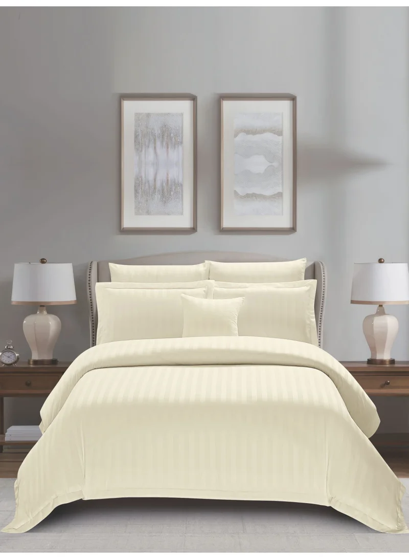 دوناتيلا Striped Comforter Set, King Size (260x240 cm), 8-Piece Hotel Bedding with 350 GSM Filling – Comforter, Comforter Cover, Fitted Sheet, Pillowcases &amp; Cushion Cover