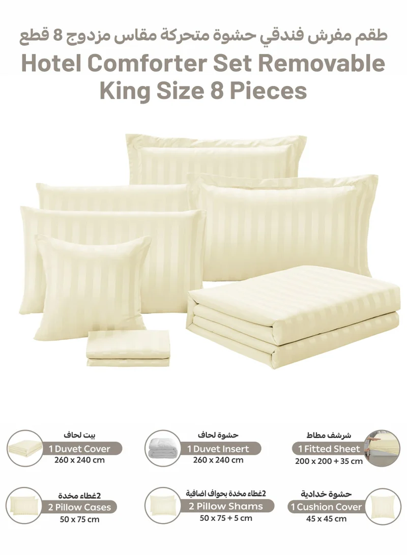 Donetella Striped Comforter Set, King Size Fits 200x200 cm, 8-Piece Hotel Bedding with 350 GSM Filling – Comforter, Comforter Cover, Fitted Sheet, Pillowcases &amp; Cushion Cover