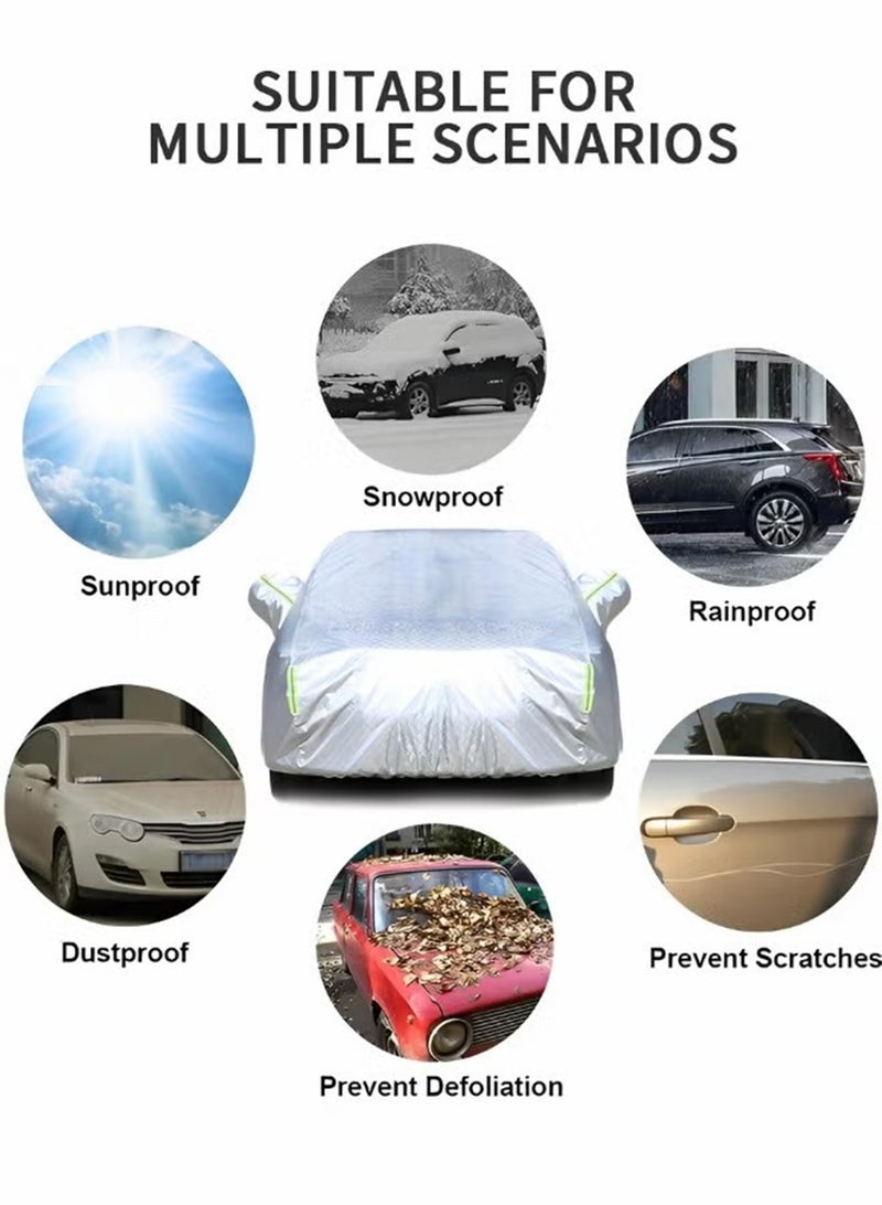 EzzySo Multi-Layers Car Cover Waterproof All Weather for Automobiles, Outdoor Full Cover Windproof, Sand proof, Rain proof, UV proof Car Covers with Zipper Door Car Protection White - Image 5