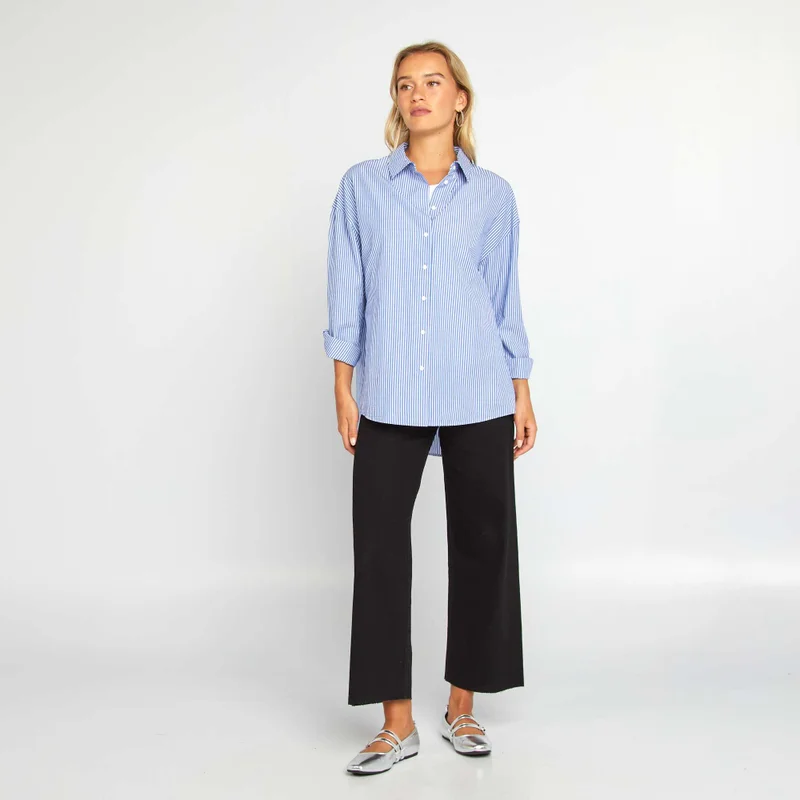 Kiabi High-rise wide-leg jeans black