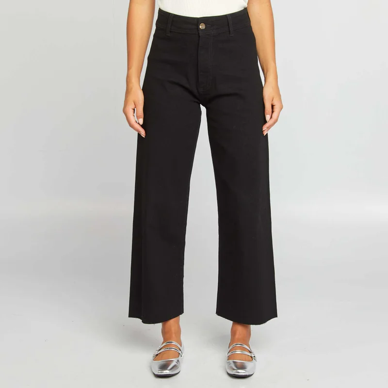 Kiabi High-rise wide-leg jeans black