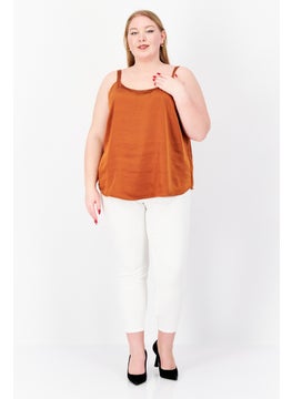 Bar III Women Plus Size U-Neck Sleeveless Plain Top, Brown  - Image 4