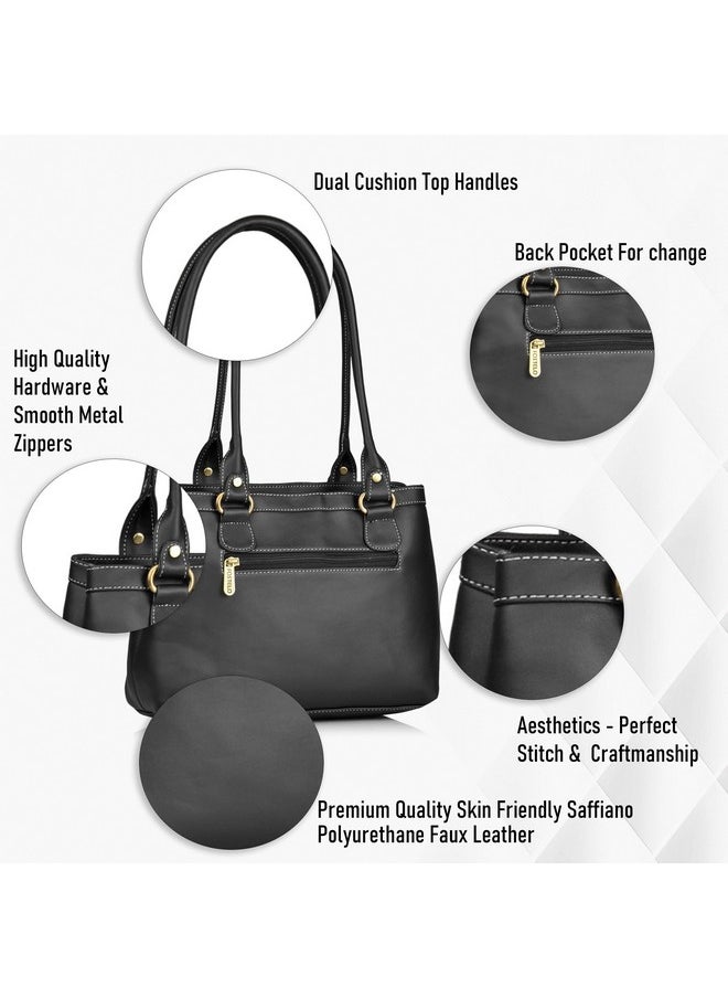 Fostelo Fostelo Women's Vegan Leather Hynes Handbags Shoulder Hobo Bag Ladies Purse (Black) (Medium)  - Image 2