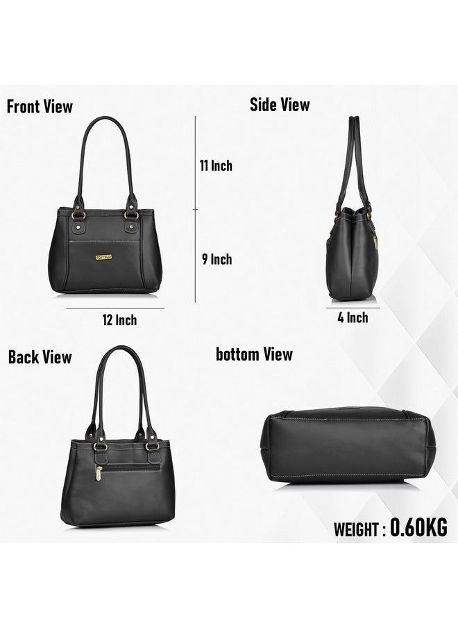 Fostelo Fostelo Women's Vegan Leather Hynes Handbags Shoulder Hobo Bag Ladies Purse (Black) (Medium)  - Image 3