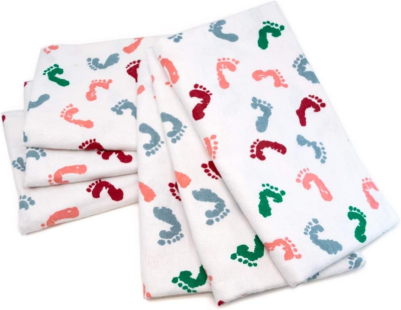 pill thing Swaddle Baby Hospital Receiving Blanket 6 Pack for Boy Girl Newborn Babies - Breathable Cotton - Durable Hospital Quality - Generous Size (Baby Feet, 6 Pack) - Image 2