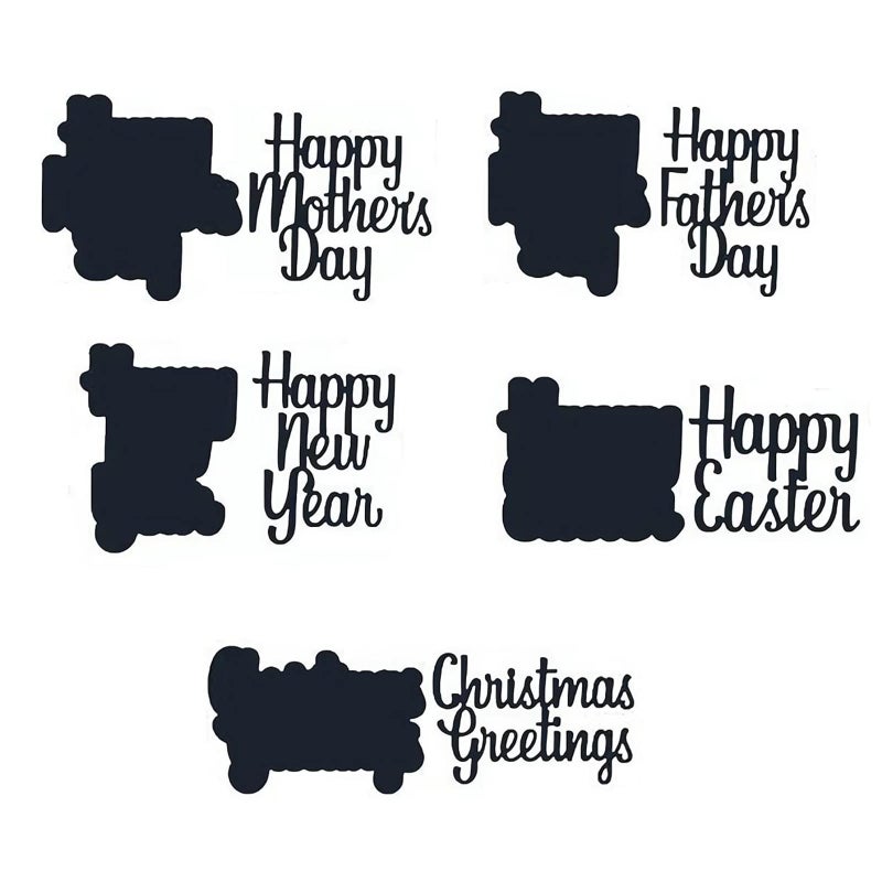 Briartw Important Days Happy New Year Words Phrases Metal Stencil Cutting Dies for DIY Cards Photoes Album Scrapbooking Embossing,Happy Father's Day,Happy Mother's Day,Happy Easter