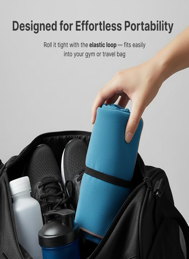 CULT Workout Towel 72x120 cm - Sweat-Absorbing, Skin-Friendly, Quick-Dry Gym Towel for Better Grip & Comfort During Intense Exercise - Blue - Image 5