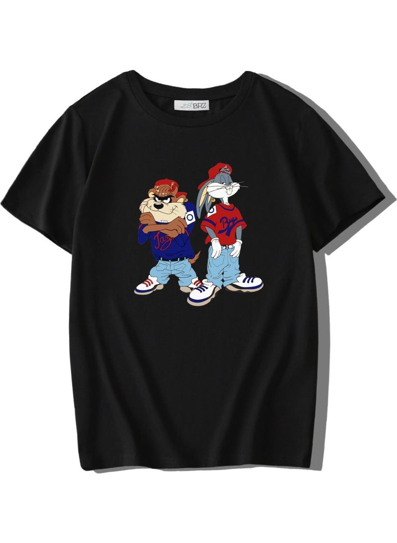 BRZ Collection Unisex Kids Bugs and Tazmanga Figured T-Shirt  - Image 1