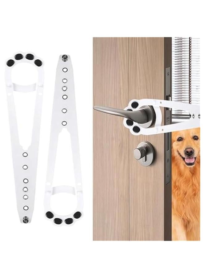 Durku Cat Door Latch, 2 Pcs Flex Latch Cat Door Holder, Cat Door Stopper to Keep Dog Out of Litter Boxes and Food, 5 Adjustable Size Strap 2.5-6 Wide, No Measuring, Easy to Install, White (Cat Paw) - Image 1