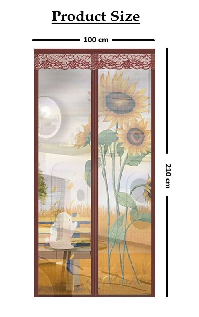Kn2 MART Magnetic Mosquito Net Curtain for Doors with Magnet Auto-Closing Insect Screen Mosquito Net Door Mesh to Keep Mosquitoes Out (210 * 100 cm-Brown) - Image 2
