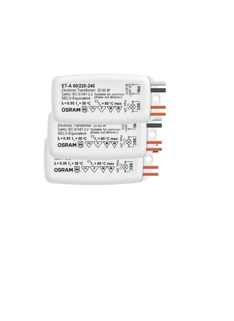 Osram OSRAM Electronic Transformer for LED and Halogen Spot Lights, 12V 20-30W, Dimmable LED Ballast Driver ET-A 60/220-240 (Pack of 3)  - Image 2