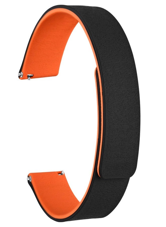 WOCCI 20mm Magnetic Watch Band, Wood Grain Silicone, Quick Release (Black+Orange) - Image 1