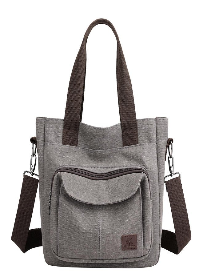 ZHIERNA Canvas Tote Purse for Women, Vintage Crossbody Shoulder Bags Small Handbag, Multi-pocket Top Handle Work Bag - Image 1