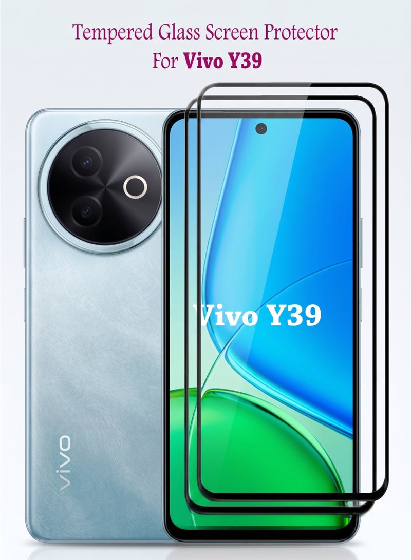 2 Pack Screen Protector for Vivo Y39 | Tempered Glass Available in Combo Pack Compatible with Vivo Y39 | Screen Protector Full HD Quality Tempered Glass Anti-Scratch Edge to Edge Coverage with Easy Installation Kit - Black - Image 1