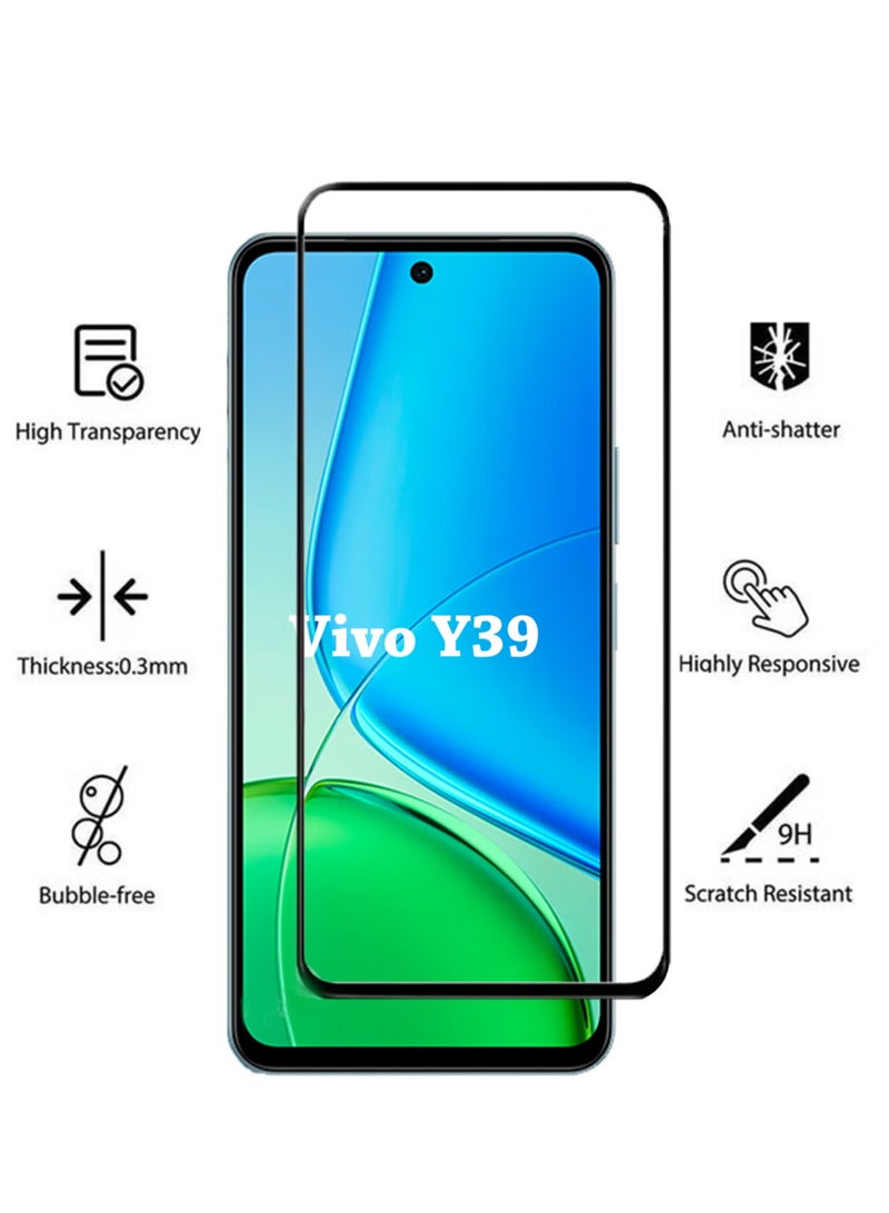 2 Pack Screen Protector for Vivo Y39 | Tempered Glass Available in Combo Pack Compatible with Vivo Y39 | Screen Protector Full HD Quality Tempered Glass Anti-Scratch Edge to Edge Coverage with Easy Installation Kit - Black - Image 2