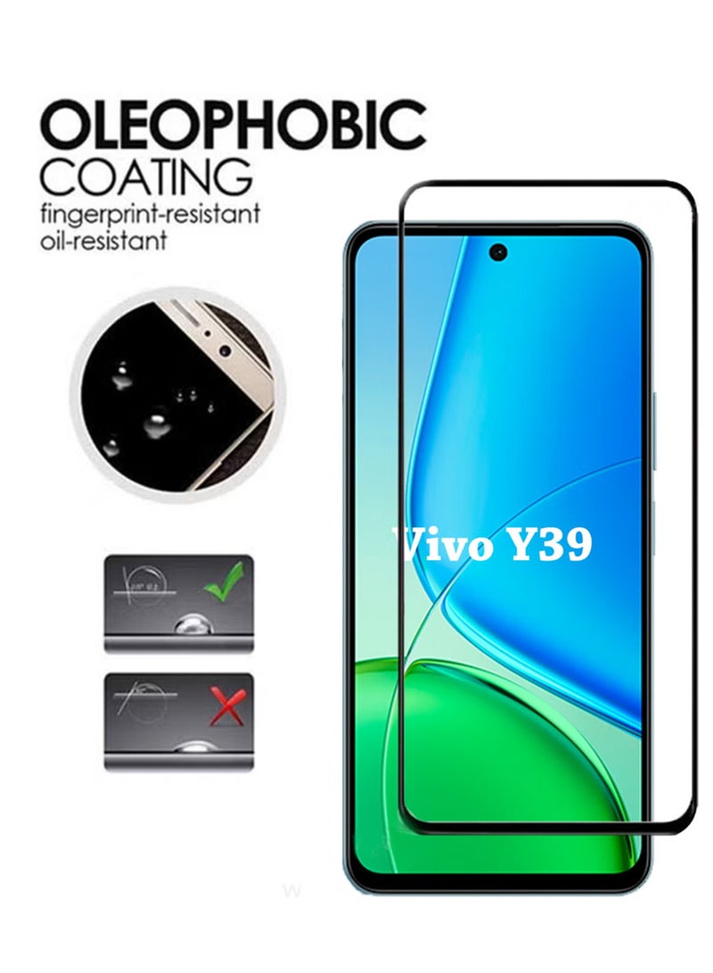 2 Pack Screen Protector for Vivo Y39 | Tempered Glass Available in Combo Pack Compatible with Vivo Y39 | Screen Protector Full HD Quality Tempered Glass Anti-Scratch Edge to Edge Coverage with Easy Installation Kit - Black - Image 3