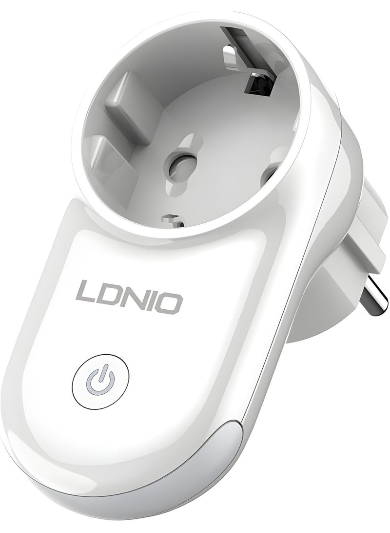لدنيو فيشة لدنيو (LDNIO) SEW1058 الذكية واي فاي مع مصباح ليلي LED وميزة قياس استهلاك الطاقة + مؤقت ذكي - أبيض - Image 1