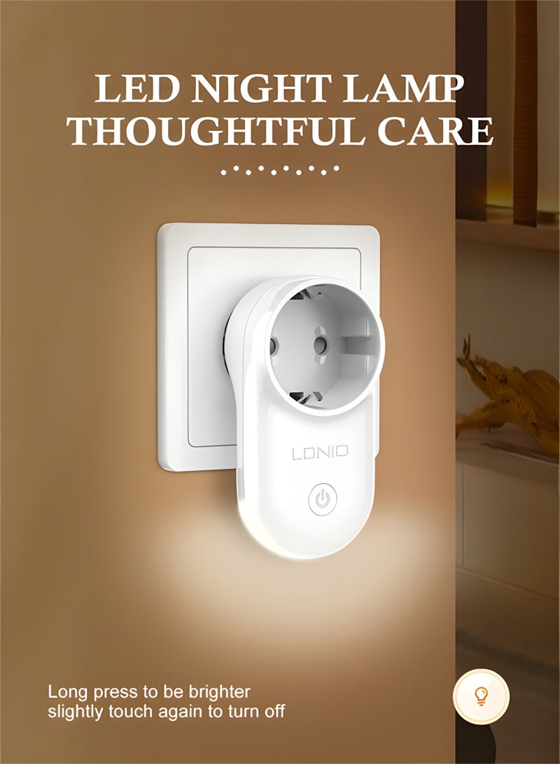 لدنيو فيشة لدنيو (LDNIO) SEW1058 الذكية واي فاي مع مصباح ليلي LED وميزة قياس استهلاك الطاقة + مؤقت ذكي - أبيض - Image 3