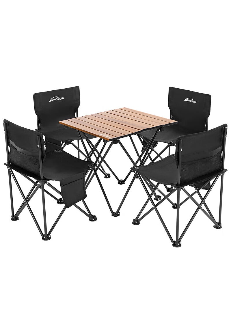 Whotman 5pcs Outdoor Portable Folding Table and Chair Combination - Image 1