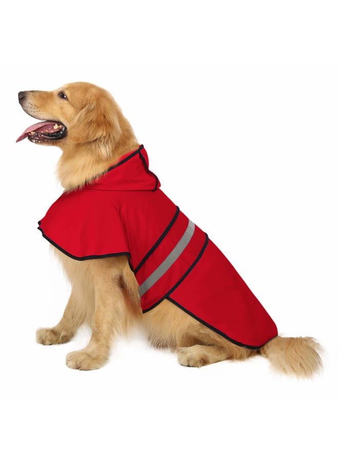HDE Dog Raincoat Hooded Slicker Poncho for Small to X-Large Dogs and Puppies (Red, X-Large) - Image 1