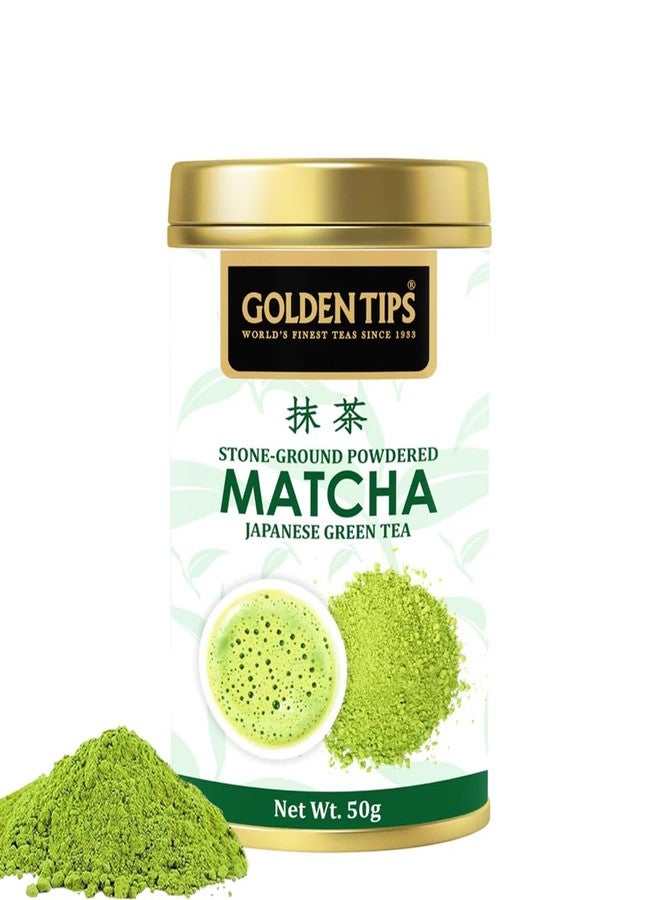 Golden Tips Japanese Matcha Green Tea Powder – 50g (50 Servings) Tin Can, No Additives, Antioxidant-Rich Superfood, No Artificial Sweeteners - Image 1