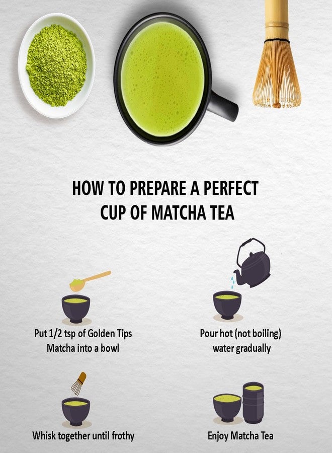 Golden Tips Japanese Matcha Green Tea Powder – 50g (50 Servings) Tin Can, No Additives, Antioxidant-Rich Superfood, No Artificial Sweeteners - Image 3