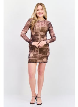 Missguided Women Allover Printed Mesh Mini Dress, Black  - Image 4