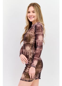Missguided Women Allover Printed Mesh Mini Dress, Black  - Image 2