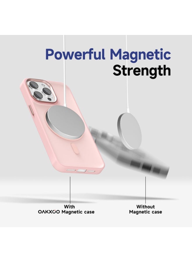 ACLIX Magnetic Case for iPhone 15 Pro Max Compatible with MagSafe, Translucent Matte Back Slim Shockproof Phone Cover | Pink - Image 4