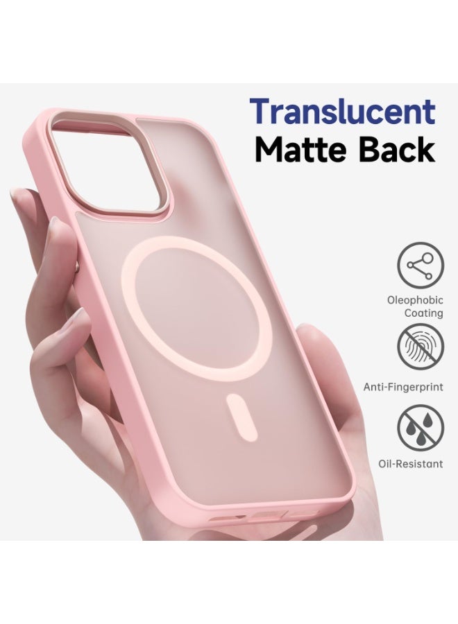 ACLIX Magnetic Case for iPhone 15 Pro Max Compatible with MagSafe, Translucent Matte Back Slim Shockproof Phone Cover | Pink - Image 3