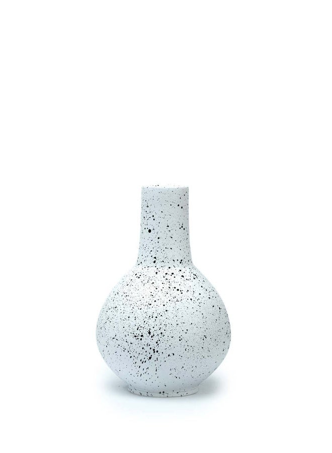 Balkans Handmade Pottery Vase Indoor, H 15 cm - White