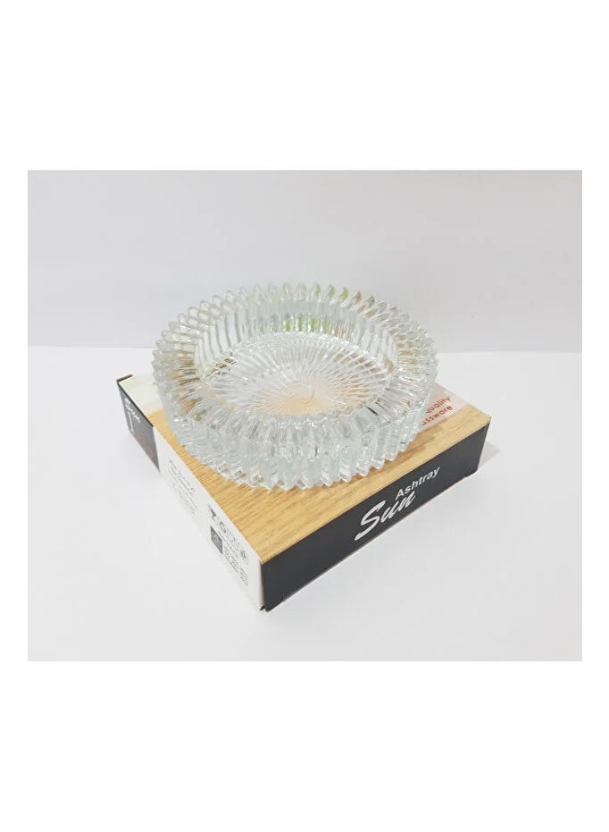Glass Ashtray 14.5X3.5 cm Large Size Round Glass Ashtray Ash Tray - Image 1