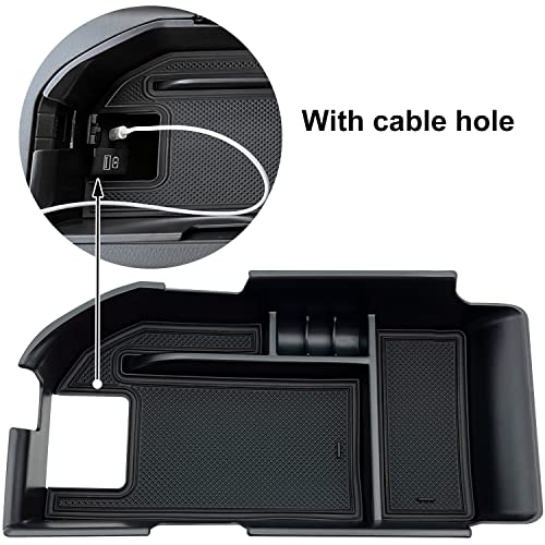 EVTIME Compatible with Camry XLE or XSE 2018-2021 2022 2023 2024 & Camry LE SE 2020-2023 2024 Center Console Organizer Tray Accessories, Fit Dual USB Ports（not for 9th 2024 2025 Camry） (Black) - Image 3