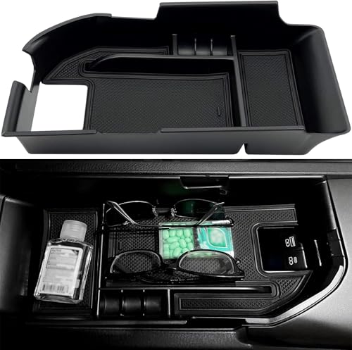 EVTIME Compatible with Camry XLE or XSE 2018-2021 2022 2023 2024 & Camry LE SE 2020-2023 2024 Center Console Organizer Tray Accessories, Fit Dual USB Ports（not for 9th 2024 2025 Camry） (Black) - Image 1