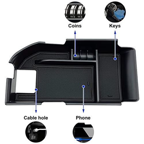 EVTIME Compatible with Camry XLE or XSE 2018-2021 2022 2023 2024 & Camry LE SE 2020-2023 2024 Center Console Organizer Tray Accessories, Fit Dual USB Ports（not for 9th 2024 2025 Camry） (Black) - Image 5