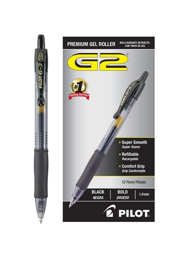 Pilot, G2 Premium Gel Roller Pens, Bold Point 1 mm, Pack of 12, Black - Image 2