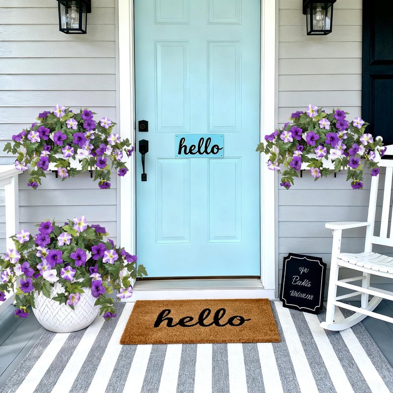 Ammyoo 4 Pcs Artificial Fake Petunia Flowers for Outdoor Decoration, Faux Silk Petunias Flower for Spring UV Resistant No Fade Realistic Plants for Garden Balcony Yard Porch Indoor Decor(Purple White) - Image 4