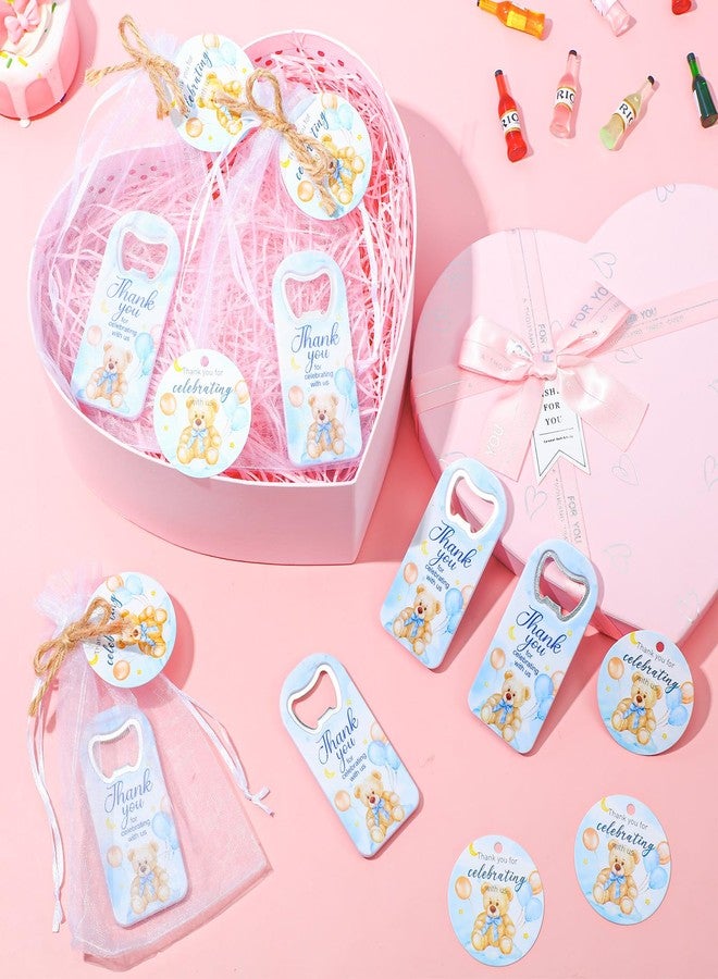 Singhoow 50 Pcs Baby Shower Bottle Opener Bulk Favor for Guests Magnetic Handheld Bottle Opener with Thank You Tags Drawstring Bags for Baby Shower Baptism Souvenir(Bear) - Image 4