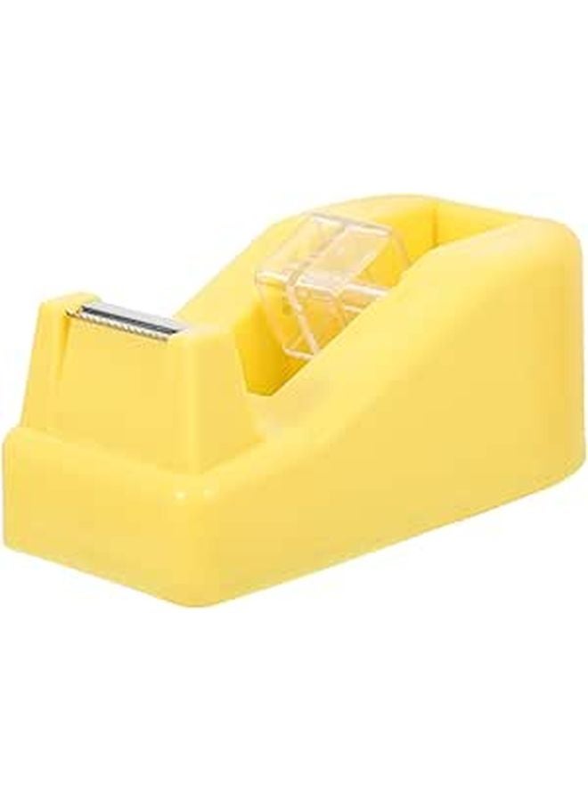 Light Yellow Mini Tape Dispenser With Stable Base For Office Desk And Classroom - Image 1
