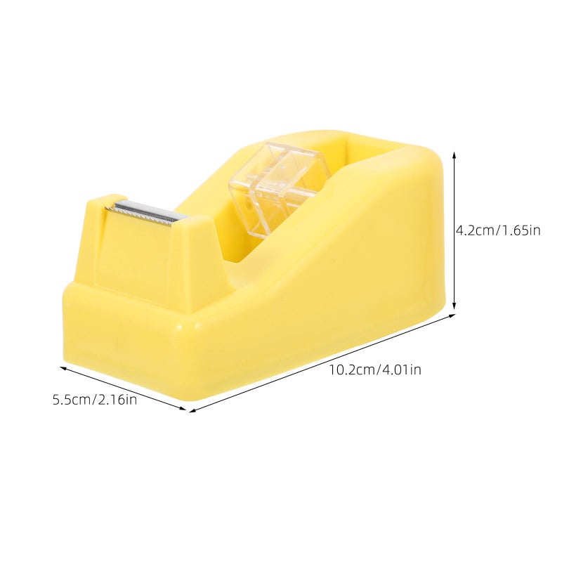Light Yellow Mini Tape Dispenser With Stable Base For Office Desk And Classroom - Image 3