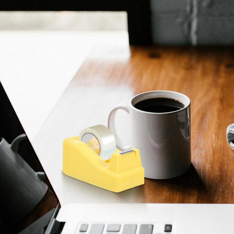 Light Yellow Mini Tape Dispenser With Stable Base For Office Desk And Classroom - Image 5