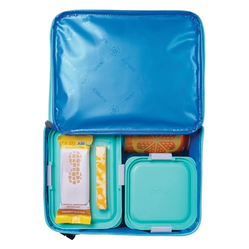 PackIt Freezable Classic Lunch Box, Retro Wave, Built with ECOFREEZE Technology, Fully Freezable, Collapsible, Reusable, With Zip Front Pocket and Buckle Handle, Designed for Fresh Lunch On the Go - Image 5
