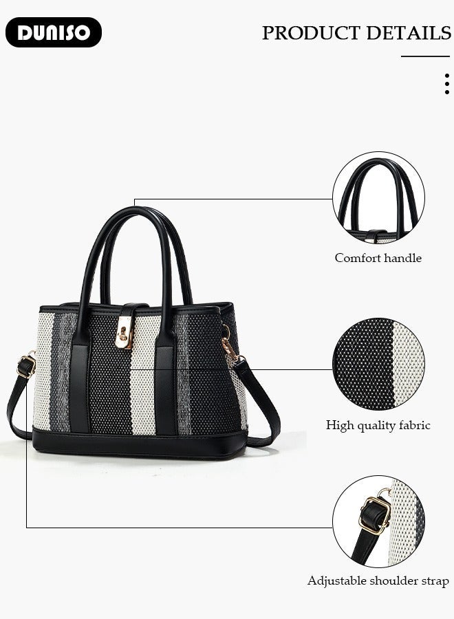 DUNISO Women's Handbag with Removable Shoulder Strap, Soft PU Leather Elegant Tote Bag, Large Capacity Tote Shoulder Bag, Fashion Ladies Satchel Bag for Office Travel Daily - Image 2